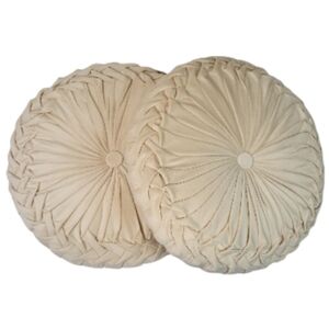 Beige Round Pintuck Pillows